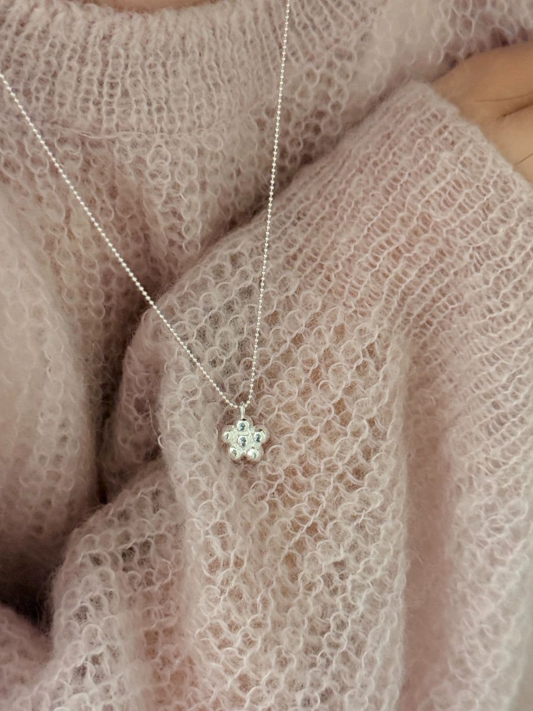 Silver 925 Heavy Flower 40-70cm Cutting Ball Necklace N260465286 - 이미지 1