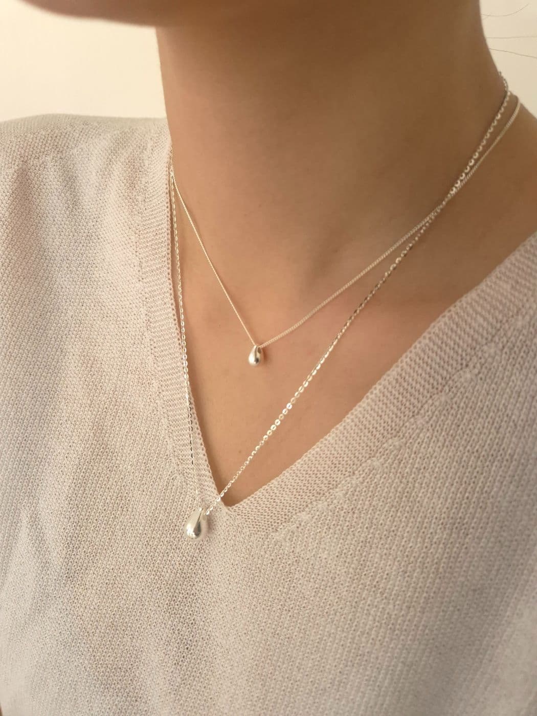Silver 925 Small-Big Teardrop 40-70cm Necklace N260427052 - 이미지 4
