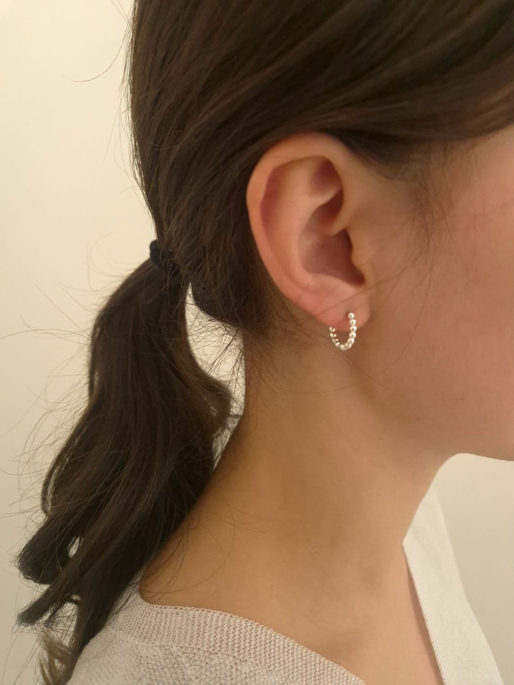 Silver 925 Small-Big Silver Ball One-Touch Earrings 10-15mm E220870945 - 이미지 4