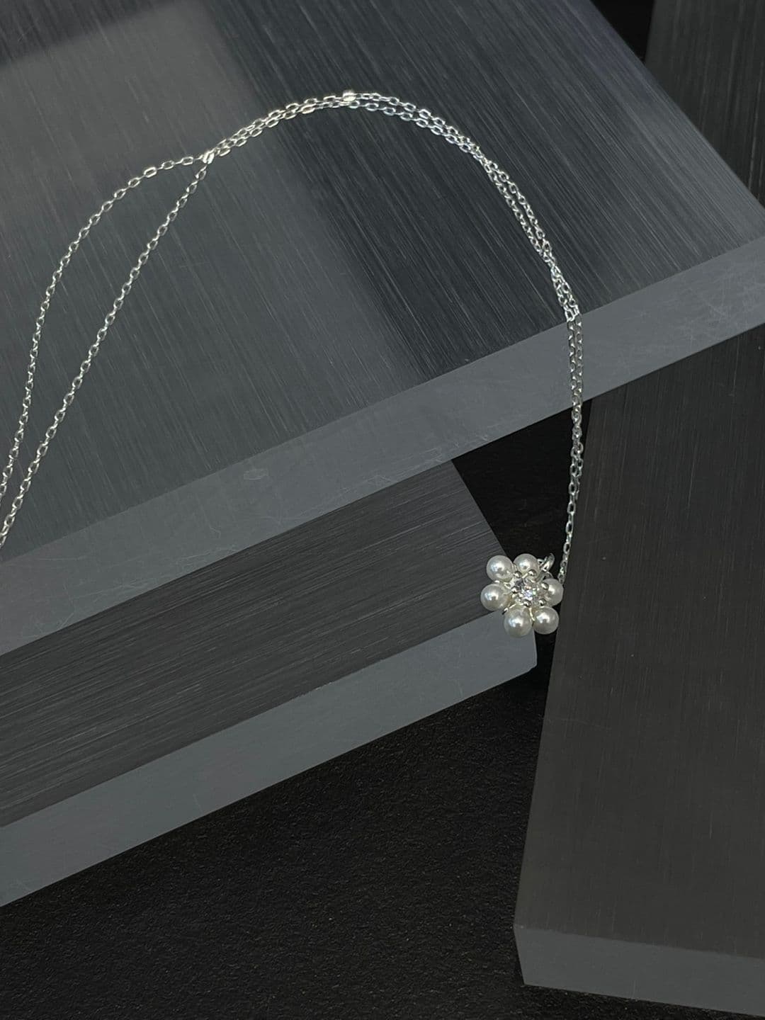 Silver 925 Pearl Cubic Flower Necklace N230545155 - 이미지 5