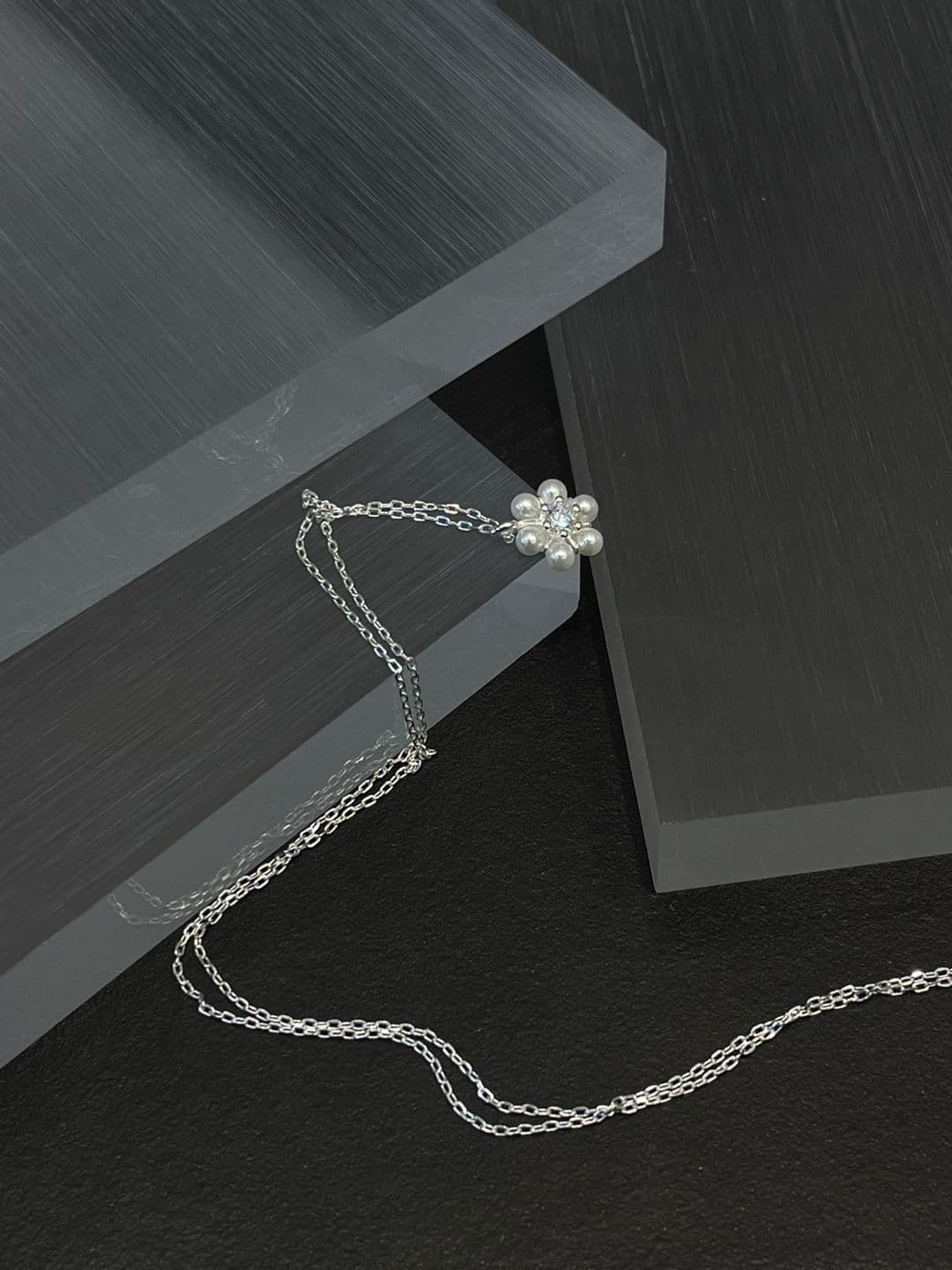 Silver 925 Pearl Cubic Flower Necklace N230545155 - 이미지 8
