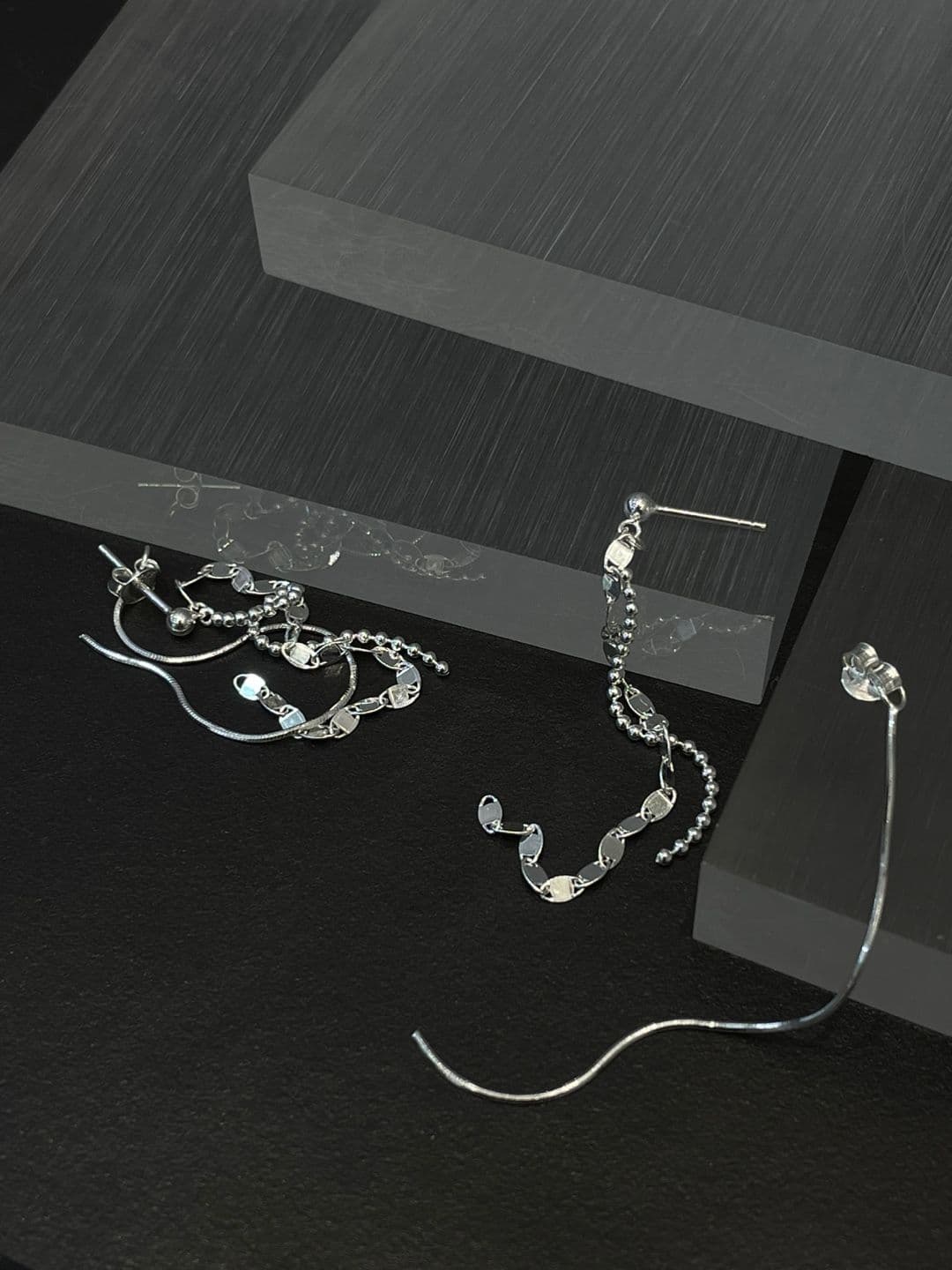 Silver 925 Multi-Layered Drop Earrings E230450639 - 이미지 3