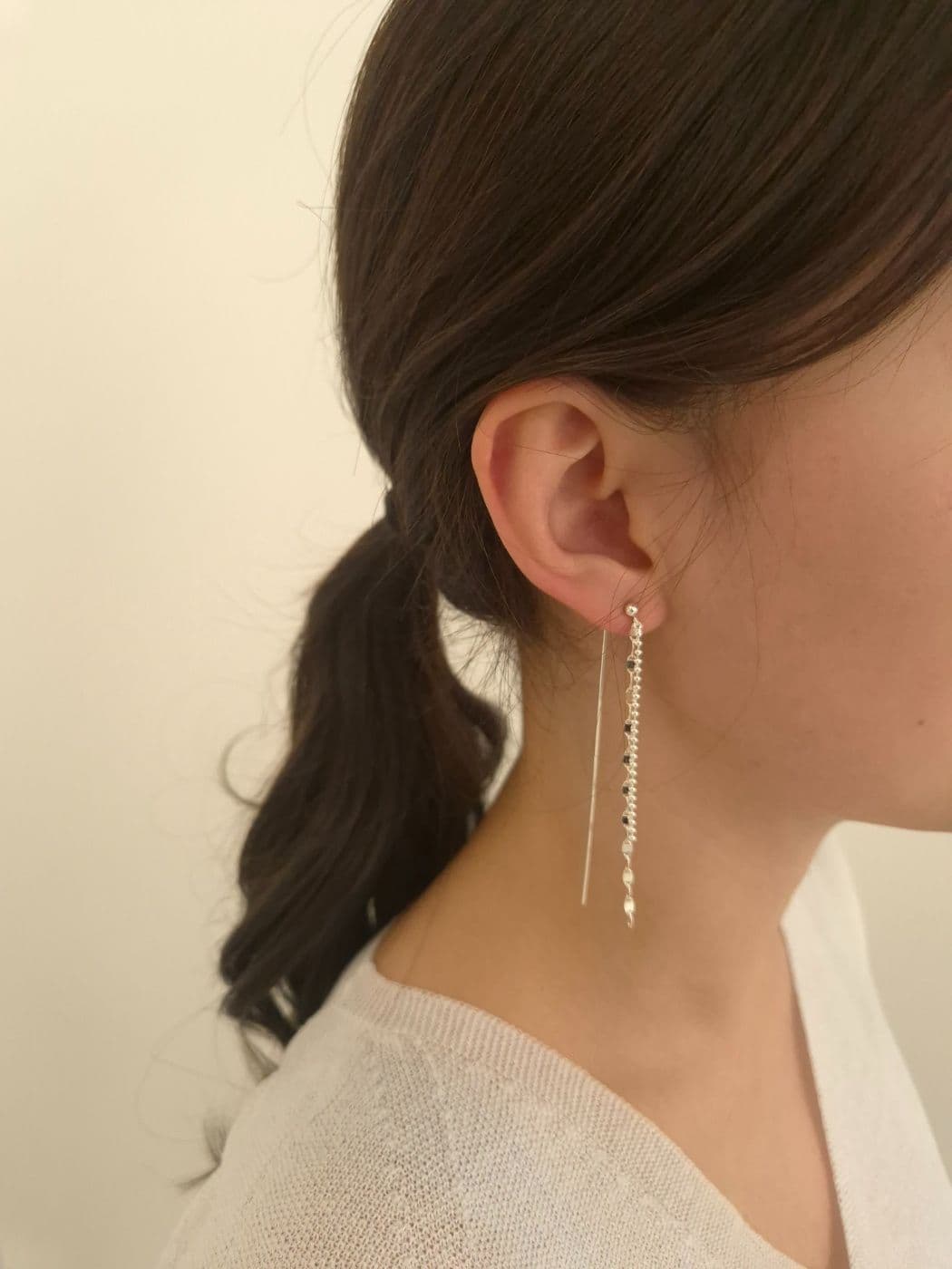 Silver 925 Multi-Layered Drop Earrings E230450639 - 이미지 1