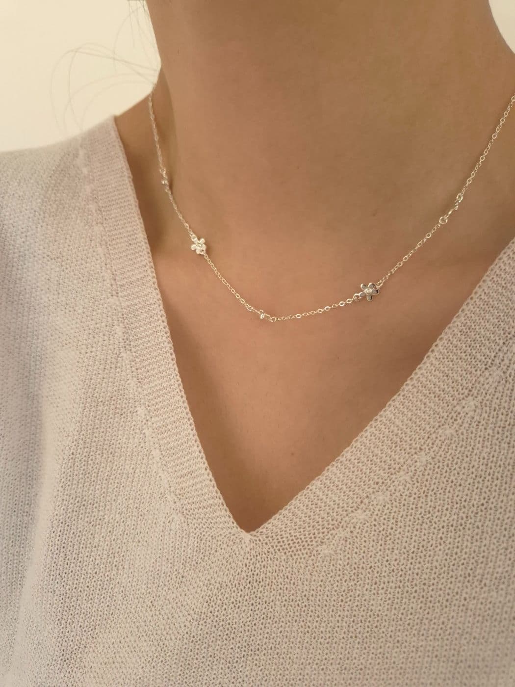 Silver 925 Flower Pattern Necklace N231273816 - 이미지 2