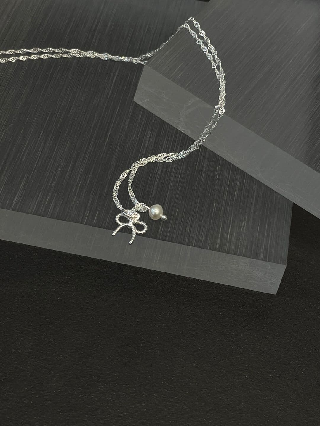 Silver 925 Freshwater Pearl Ribbon Necklace N221265143 - 이미지 4