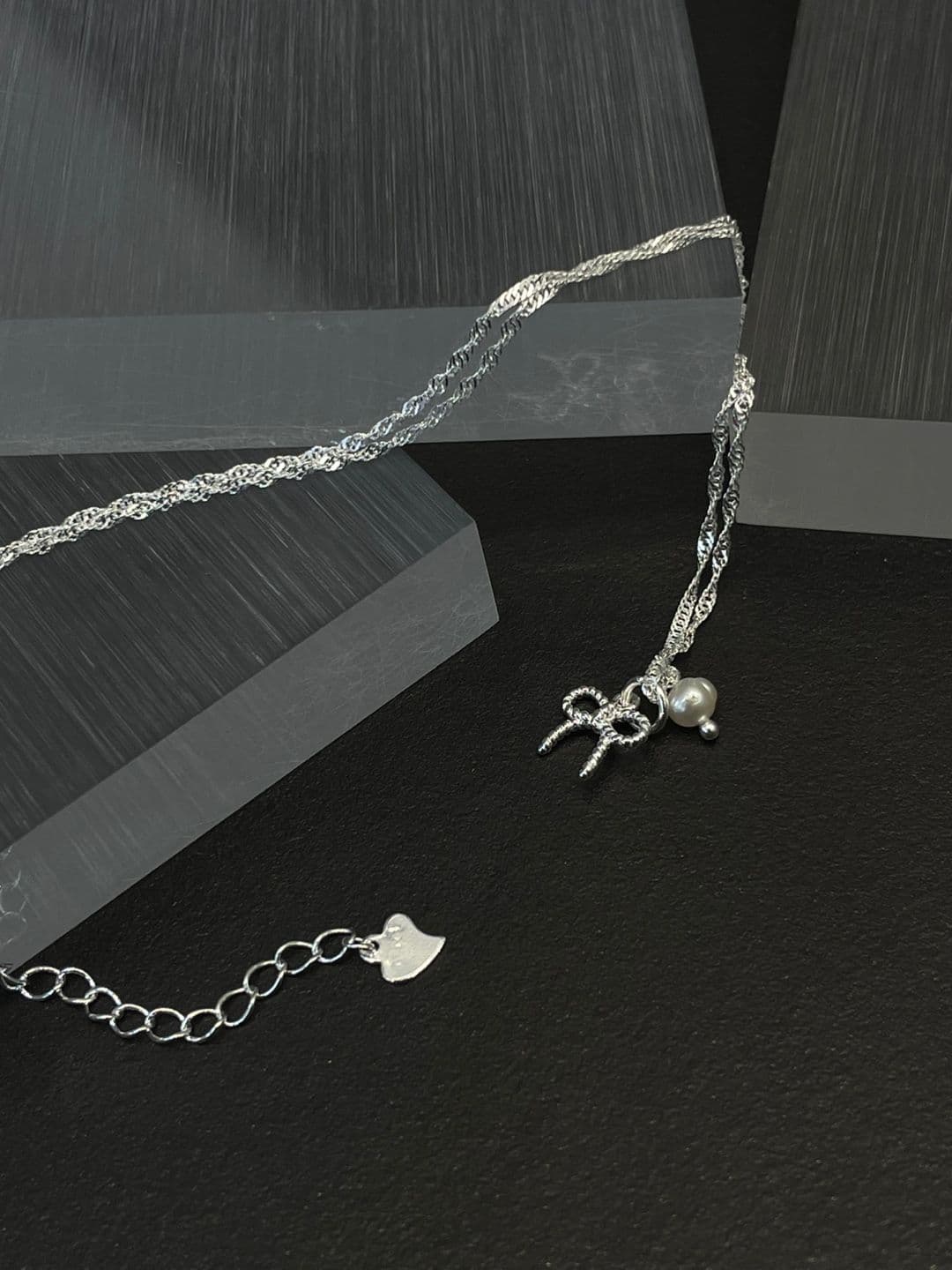 Silver 925 Freshwater Pearl Ribbon Necklace N221265143 - 이미지 5