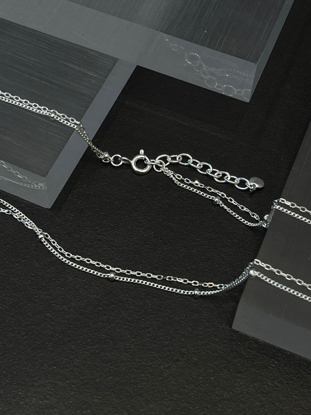 Silver 925 Double Chain Silver Ball Necklace N260456476 - 이미지 6