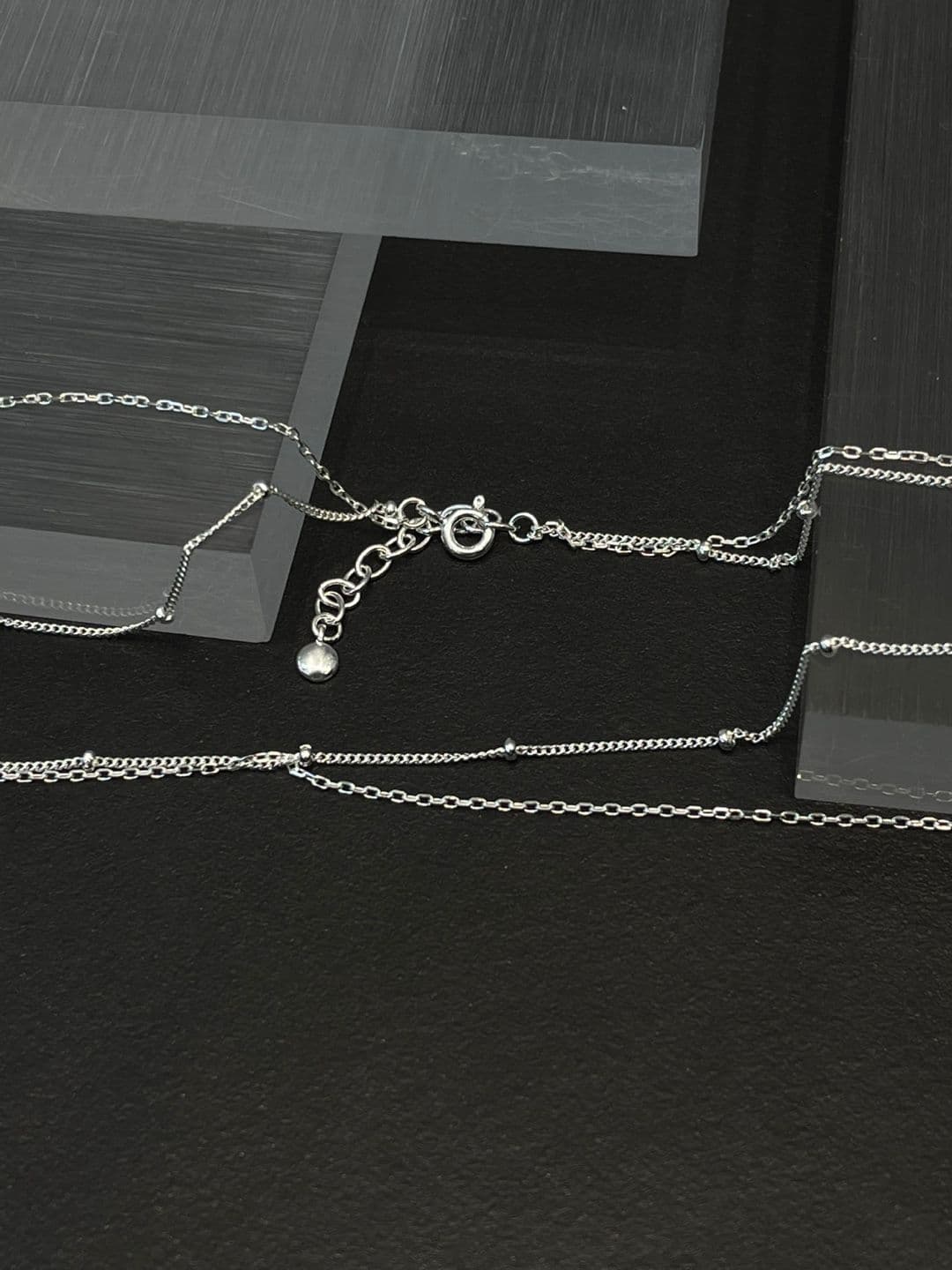 Silver 925 Double Chain Silver Ball Necklace N260456476 - 이미지 8