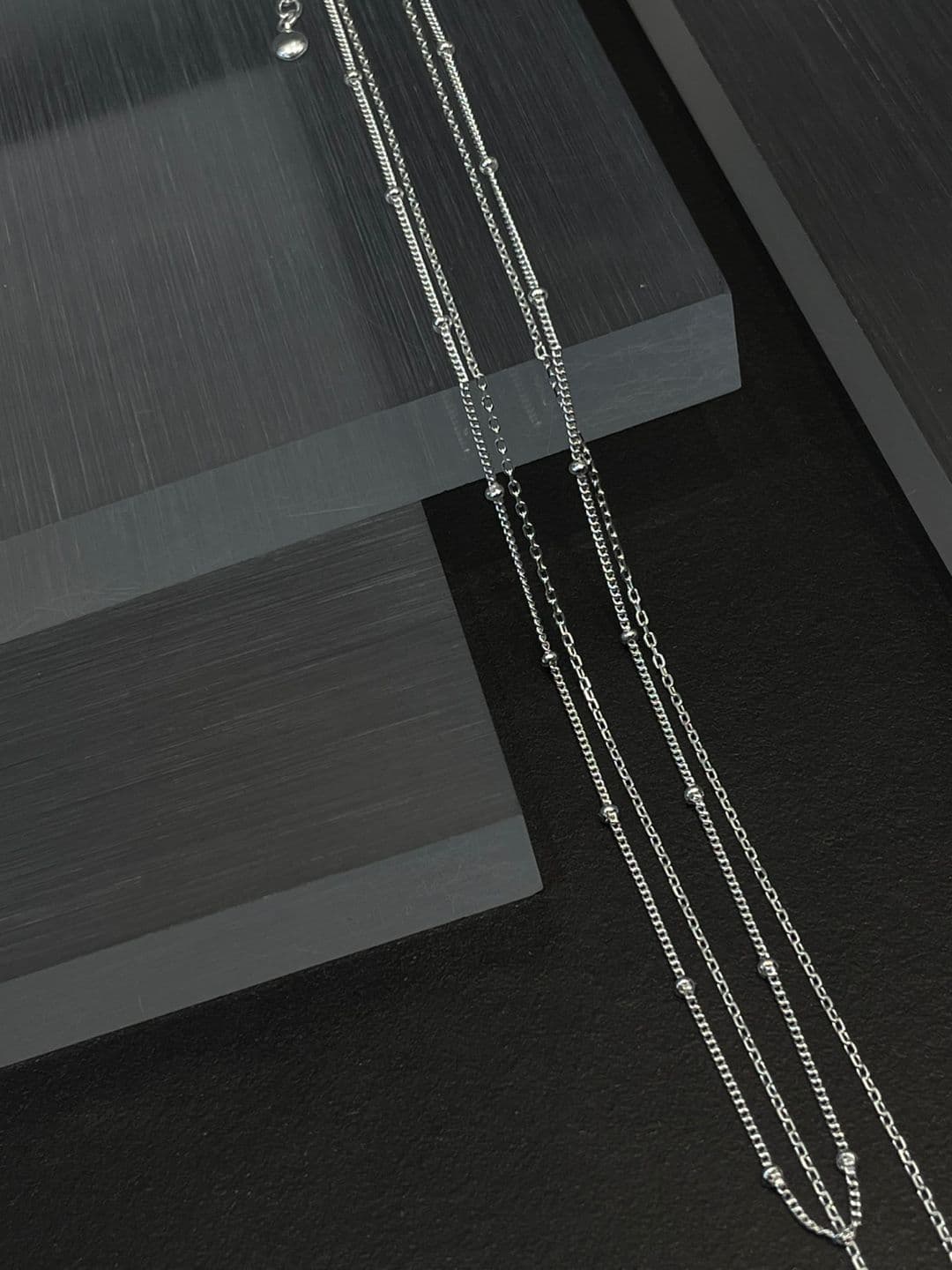Silver 925 Double Chain Silver Ball Necklace N260456476 - 이미지 4