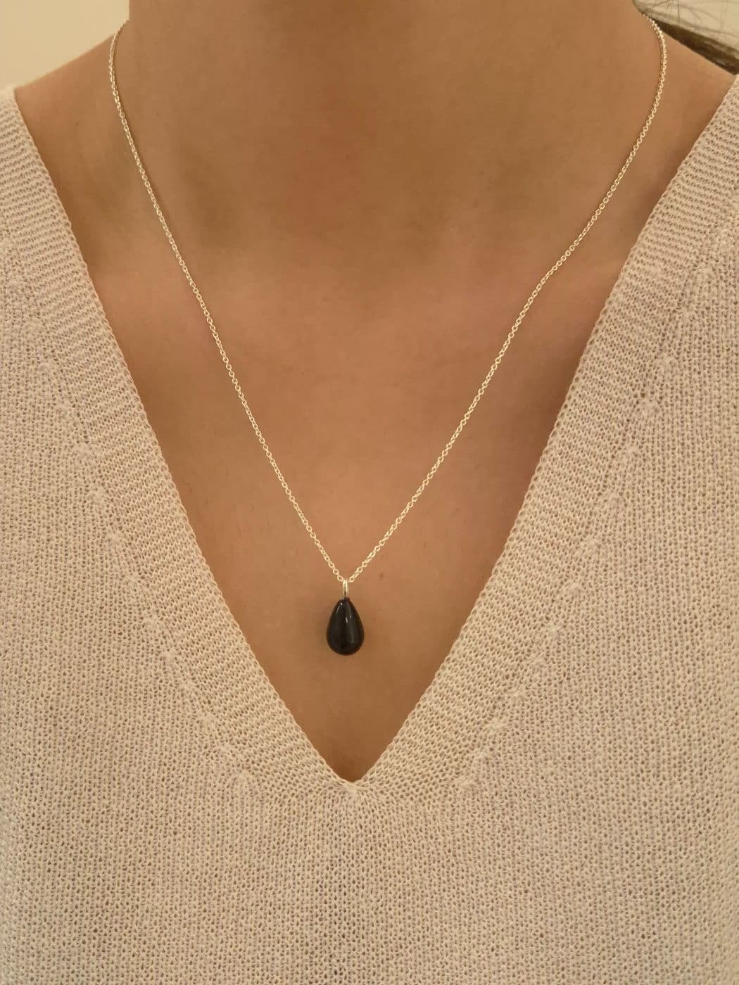 Silver 925 Classic Black Onyx 50cm Necklace N230948045 - 이미지 2