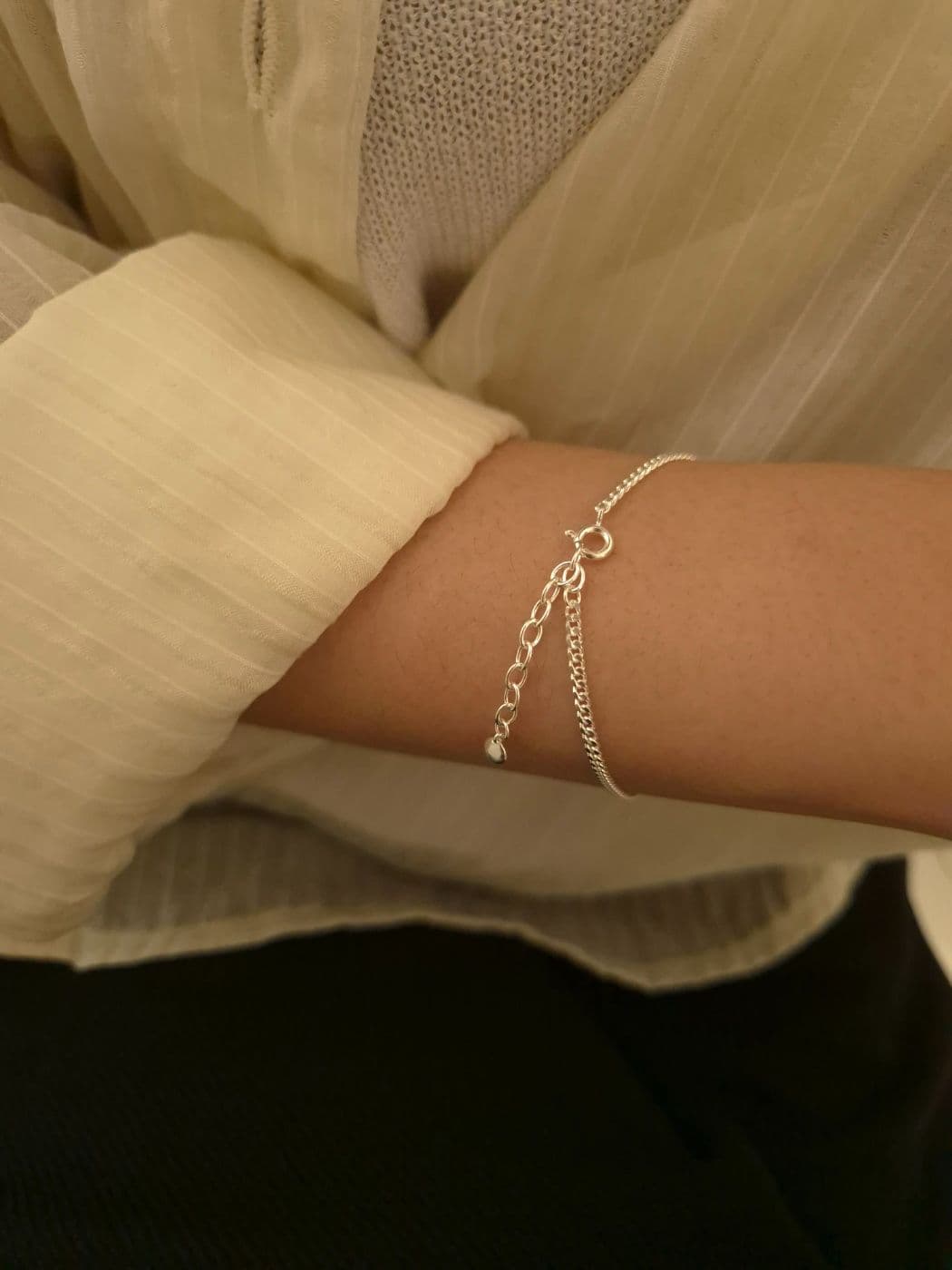 Silver 925 Big Chain Rough Heart Bracelet B260440325 - 이미지 2