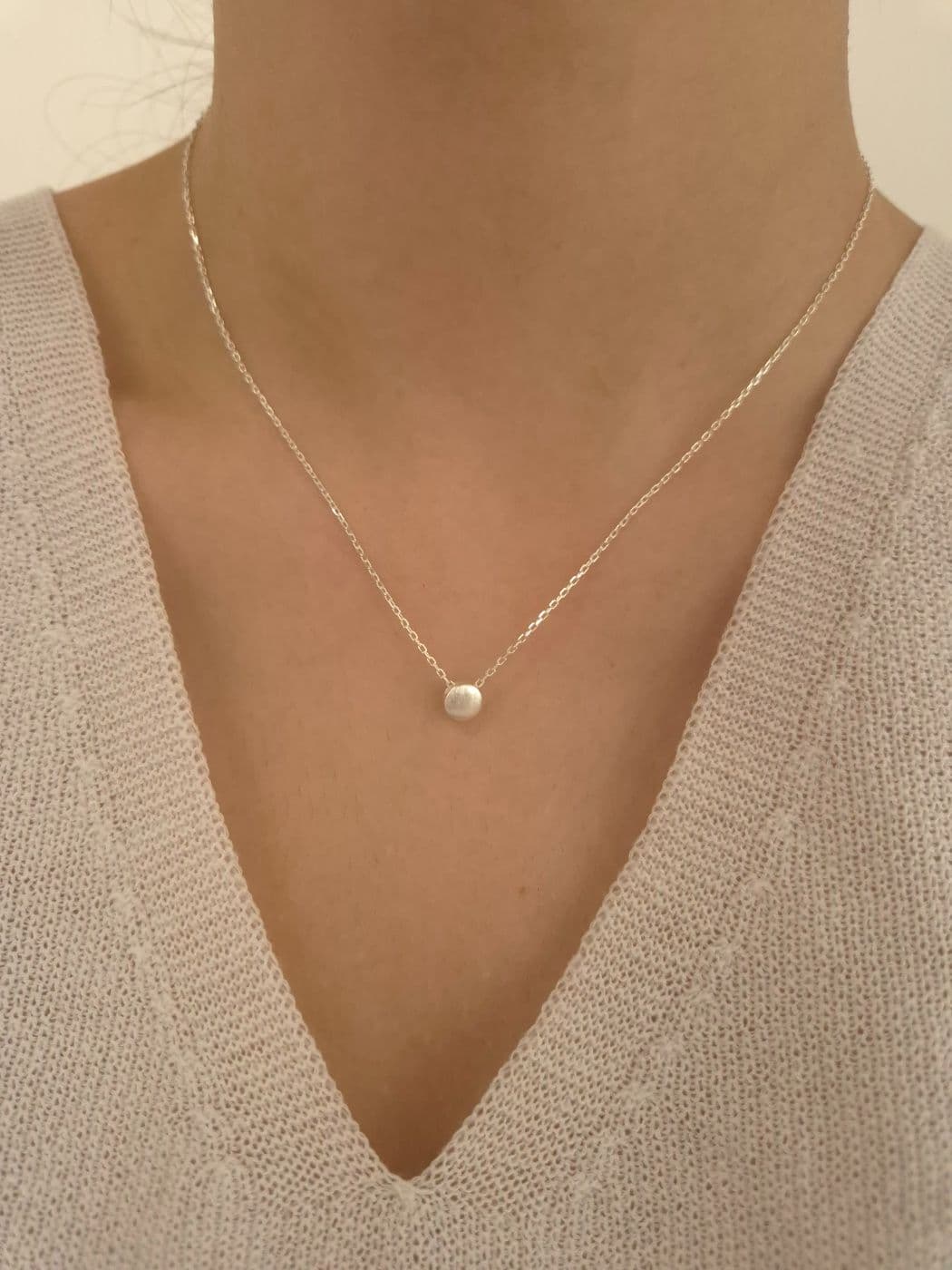 Silver 925 Matte Circle Chain Necklace N260466252 - 이미지 2