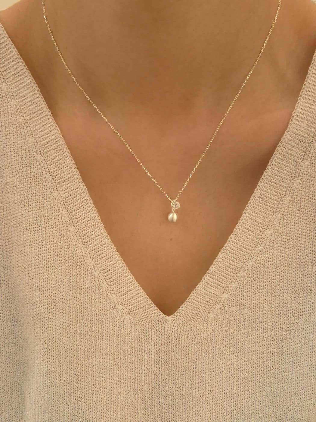 Silver 925 Matte Silver Ball Cubic Necklace N260481314 - 이미지 3