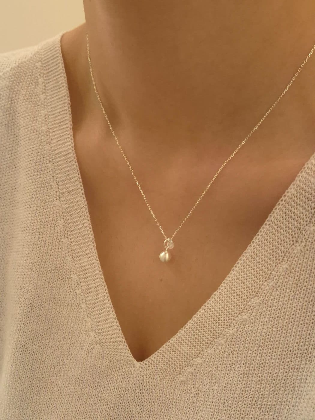 Silver 925 Matte Silver Ball Cubic Necklace N260481314 - 이미지 2