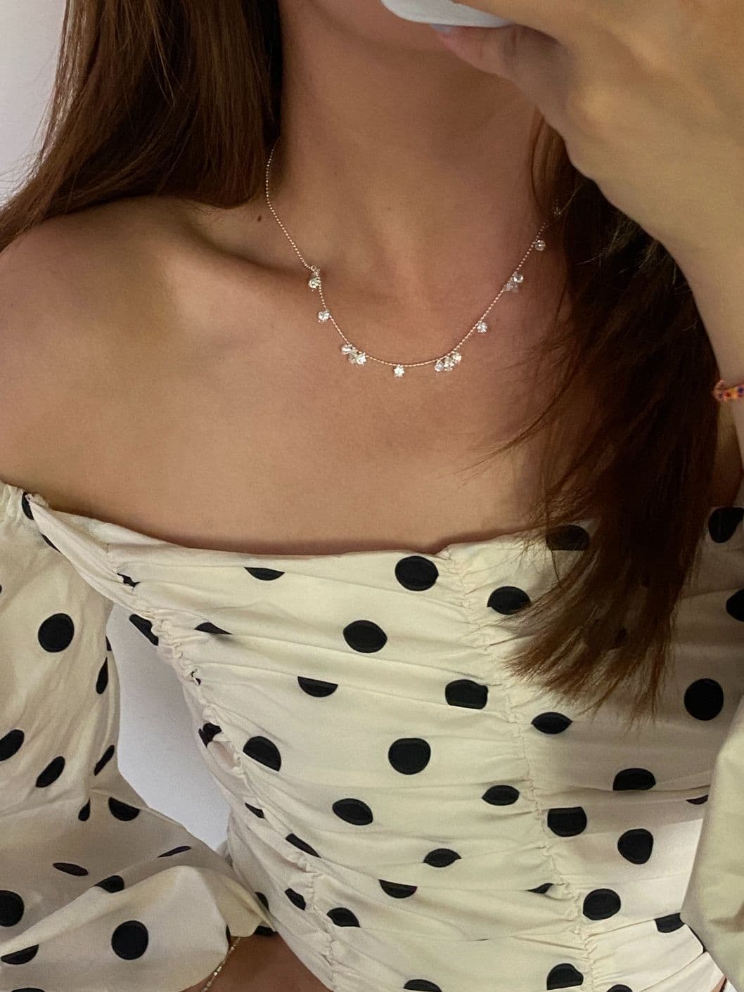 Silver 925 Cubic Silver Ball Necklace N240759216 - 이미지 1