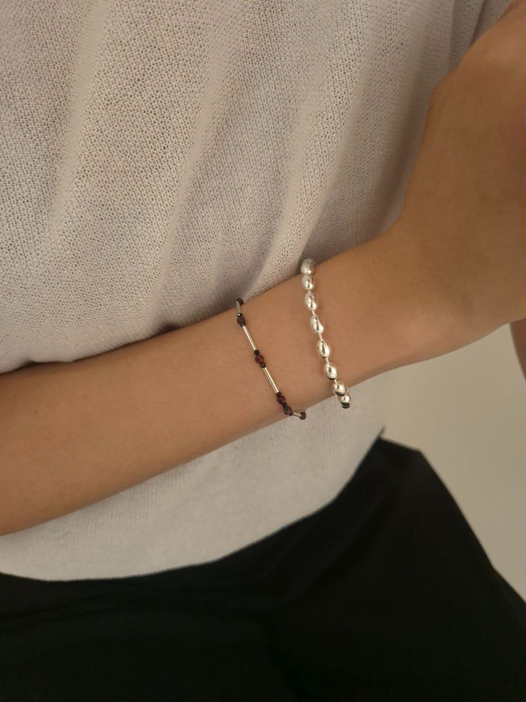 Silver 925 Garnet Gemstone Handmade Bracelet B260496213 - 이미지 4