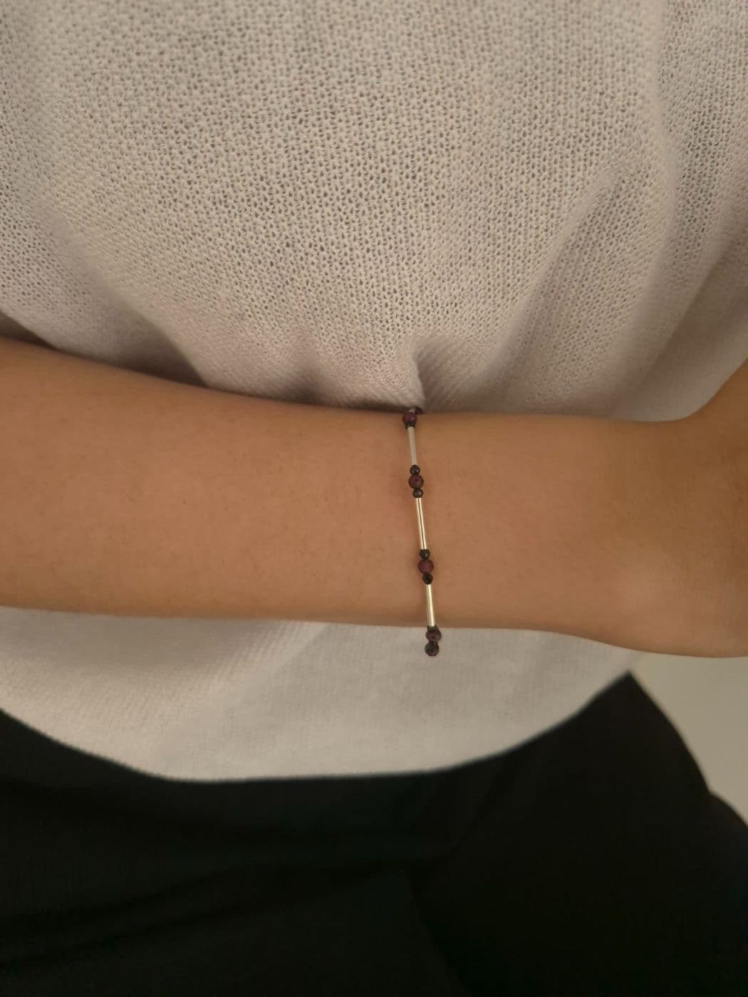 Silver 925 Garnet Gemstone Handmade Bracelet B260496213 - 이미지 6