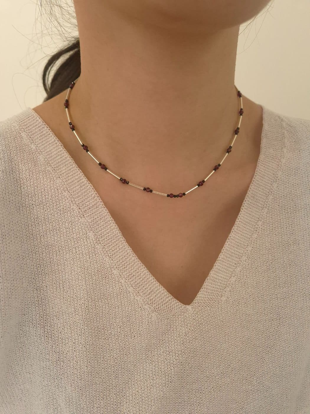 Silver 925 Garnet Gemstone Handmade Necklace N260478180 - 이미지 2