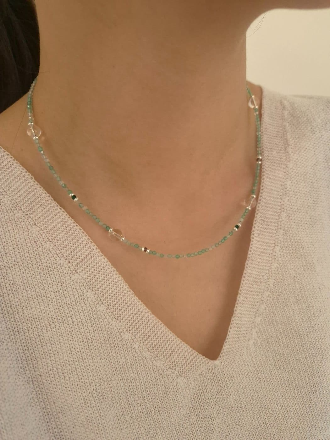 Silver 925 Crystal Gemstone Mix Handmade Necklace N260409345 - 이미지 4