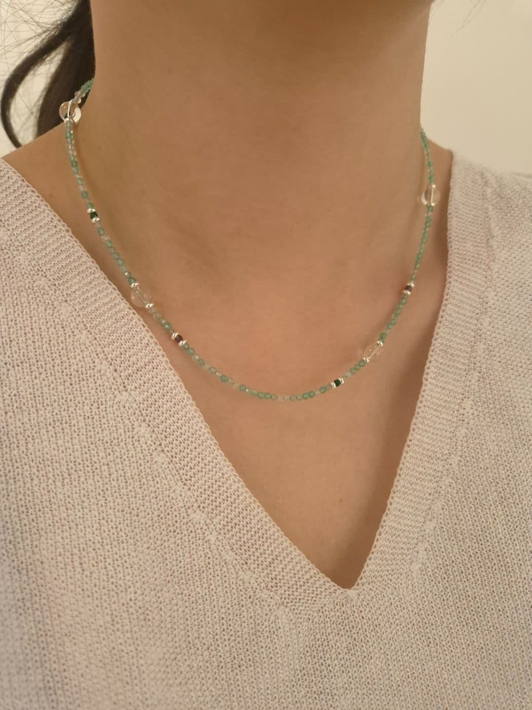 Silver 925 Crystal Gemstone Mix Handmade Necklace N260409345 - 이미지 2