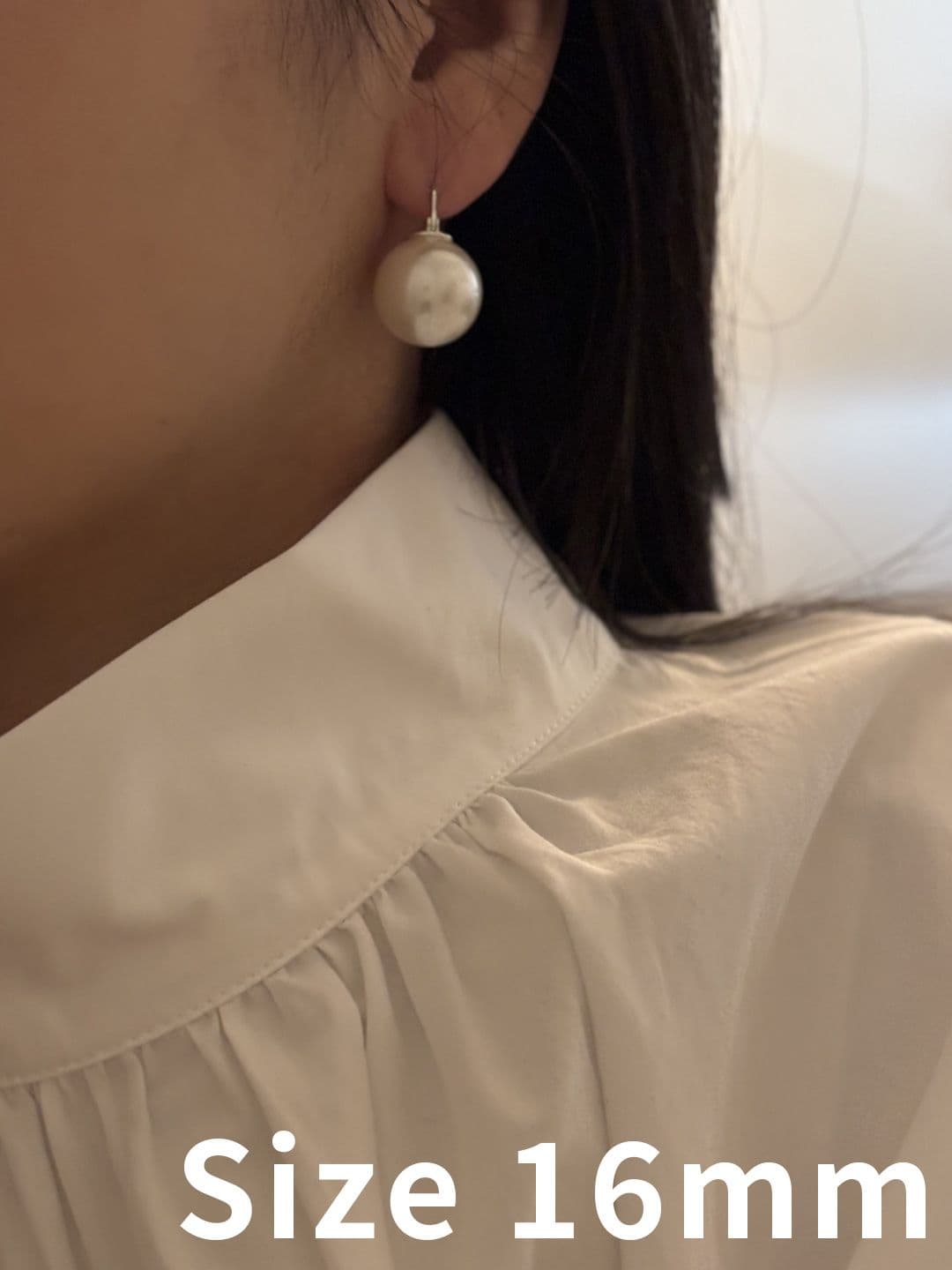 Silver 925 10-14-16mm Pearl One-Touch Earrings E221167032 - 이미지 3