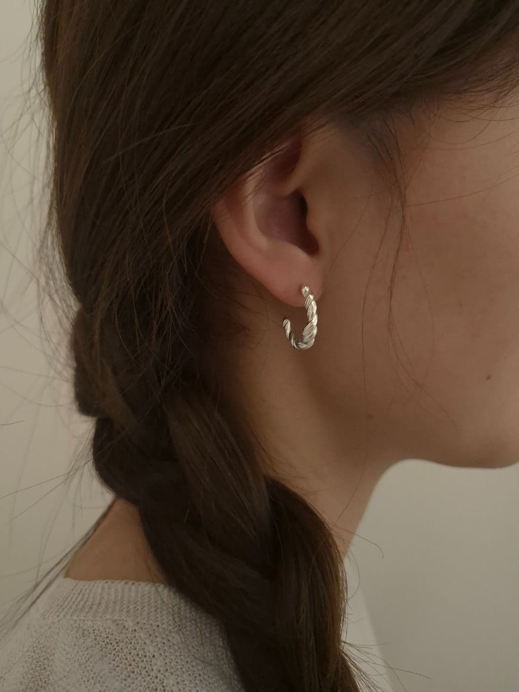 Silver 925 Bold Twist Post Earrings E260457840 - 이미지 1