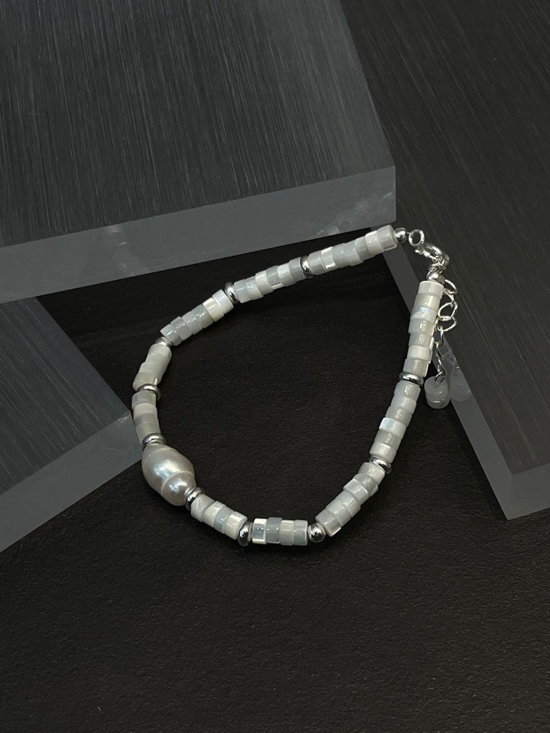 Silver 925 Freshwater Pearl Mother-of-Pearl Handmade Bracelet B260550810 - 이미지 5