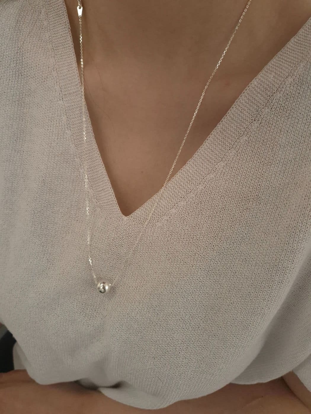 Silver 925 10mm Silver Ball 60cm Necklace N241195636 - 이미지 2