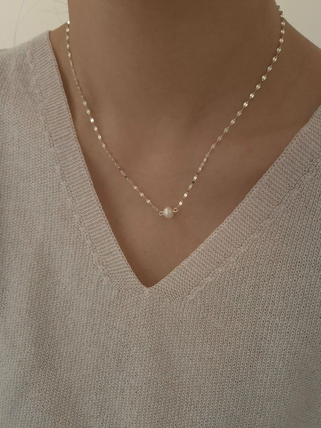 Silver 925 Cut Chain Freshwater Pearl Necklace N221206390 - 이미지 3