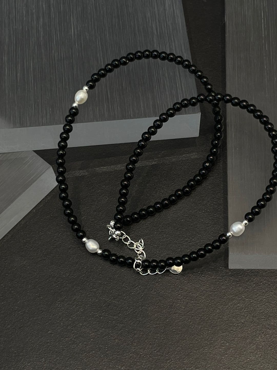Silver 925 Freshwater Pearl Onyx Handmade Necklace N260527808 - 이미지 12