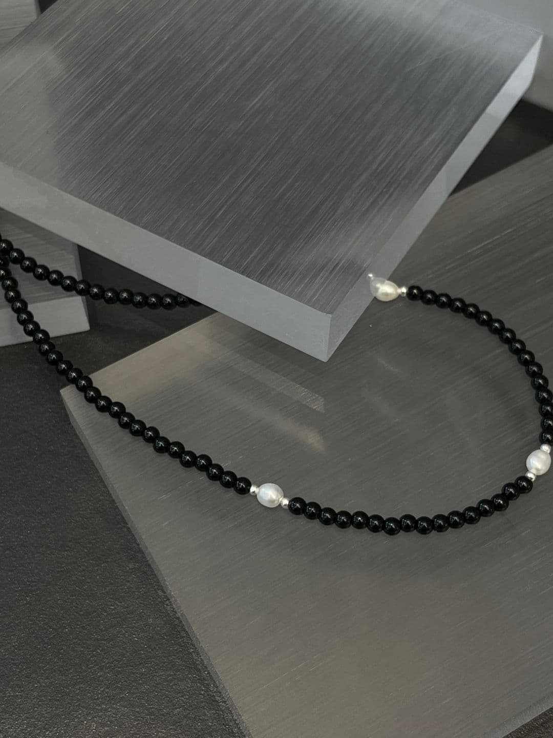 Silver 925 Freshwater Pearl Onyx Handmade Necklace N260527808 - 이미지 11