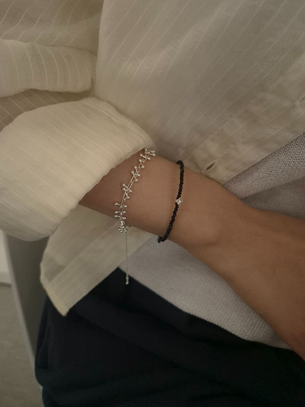 Silver 925 Silver Ball Chain Bracelet B260421525 - 이미지 9