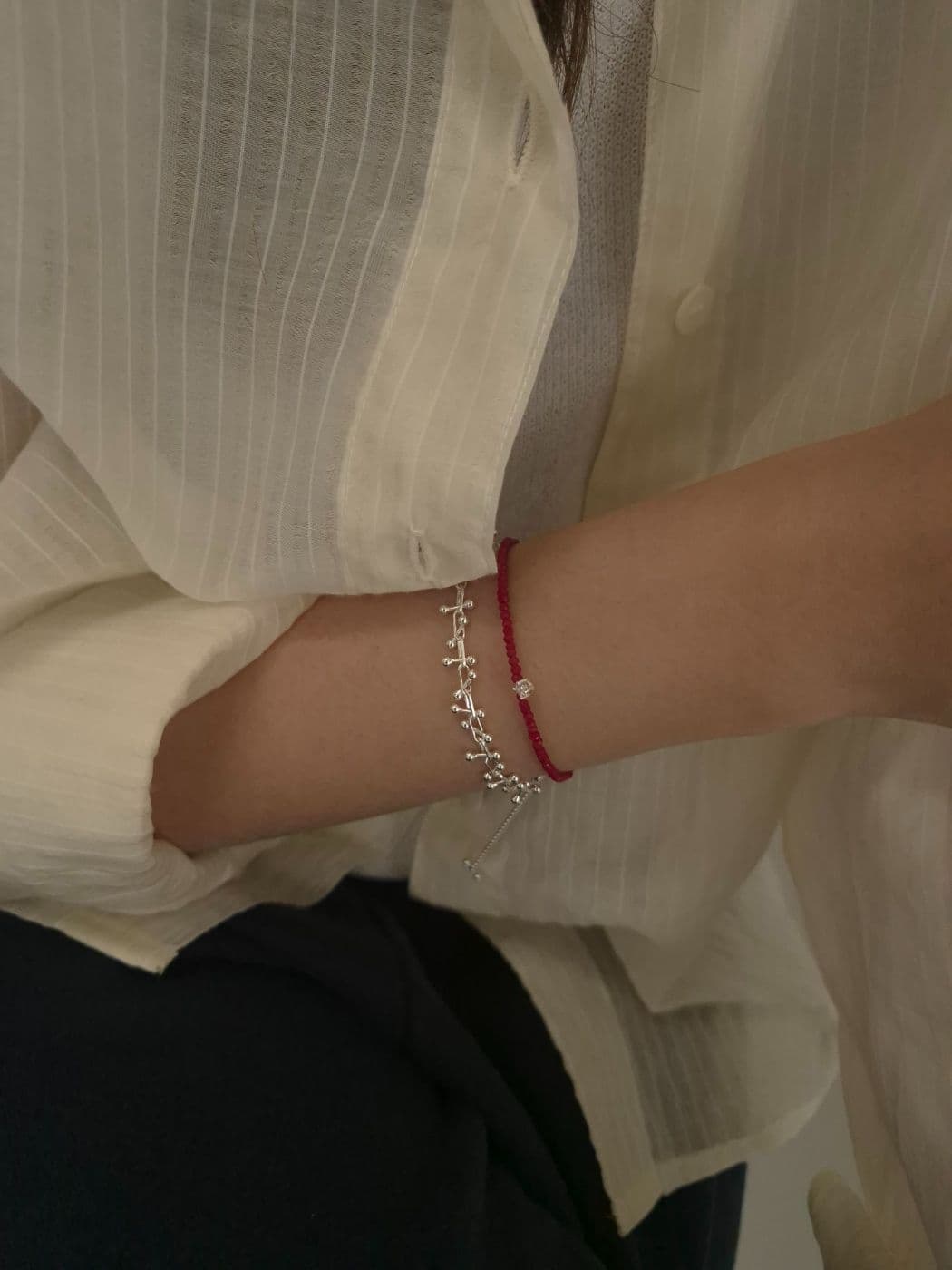 Silver 925 Silver Ball Chain Bracelet B260421525 - 이미지 12