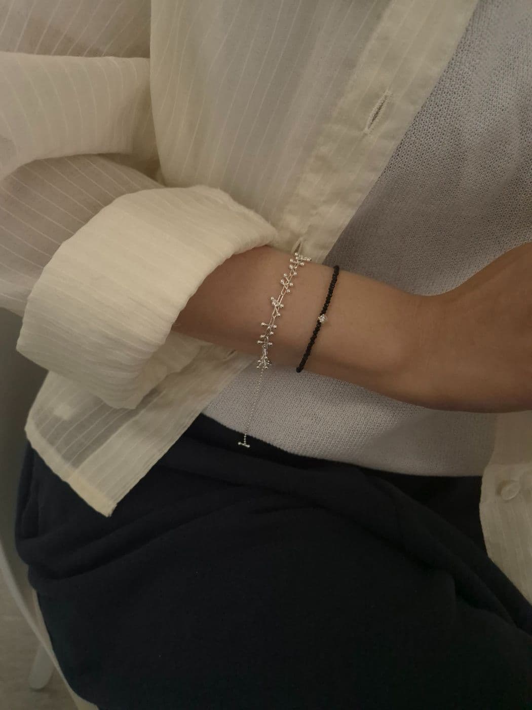 Silver 925 Silver Ball Chain Bracelet B260421525 - 이미지 11