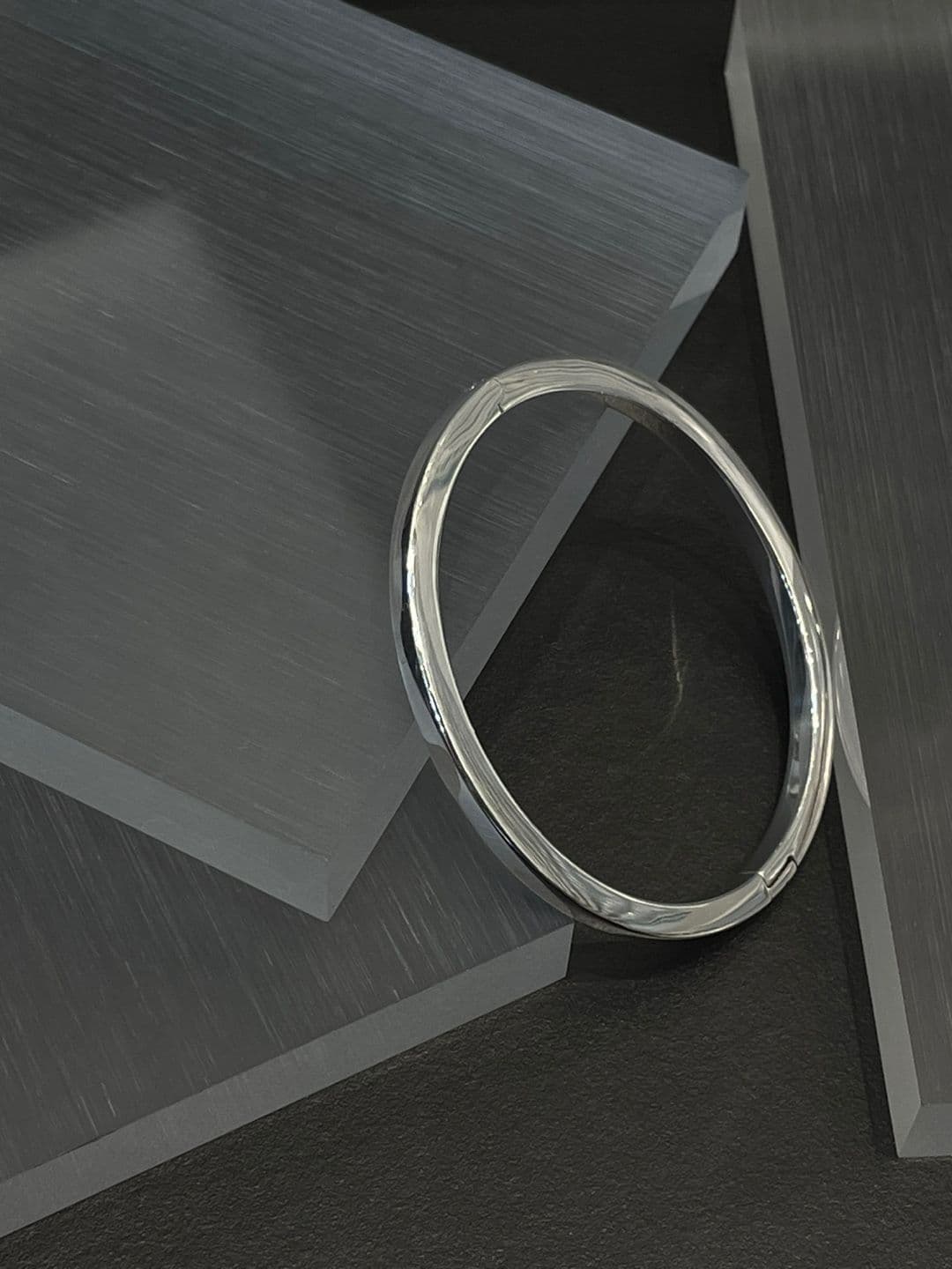 Silver 925 Edge One-Touch Bangle Bracelet B260449850 - 이미지 5