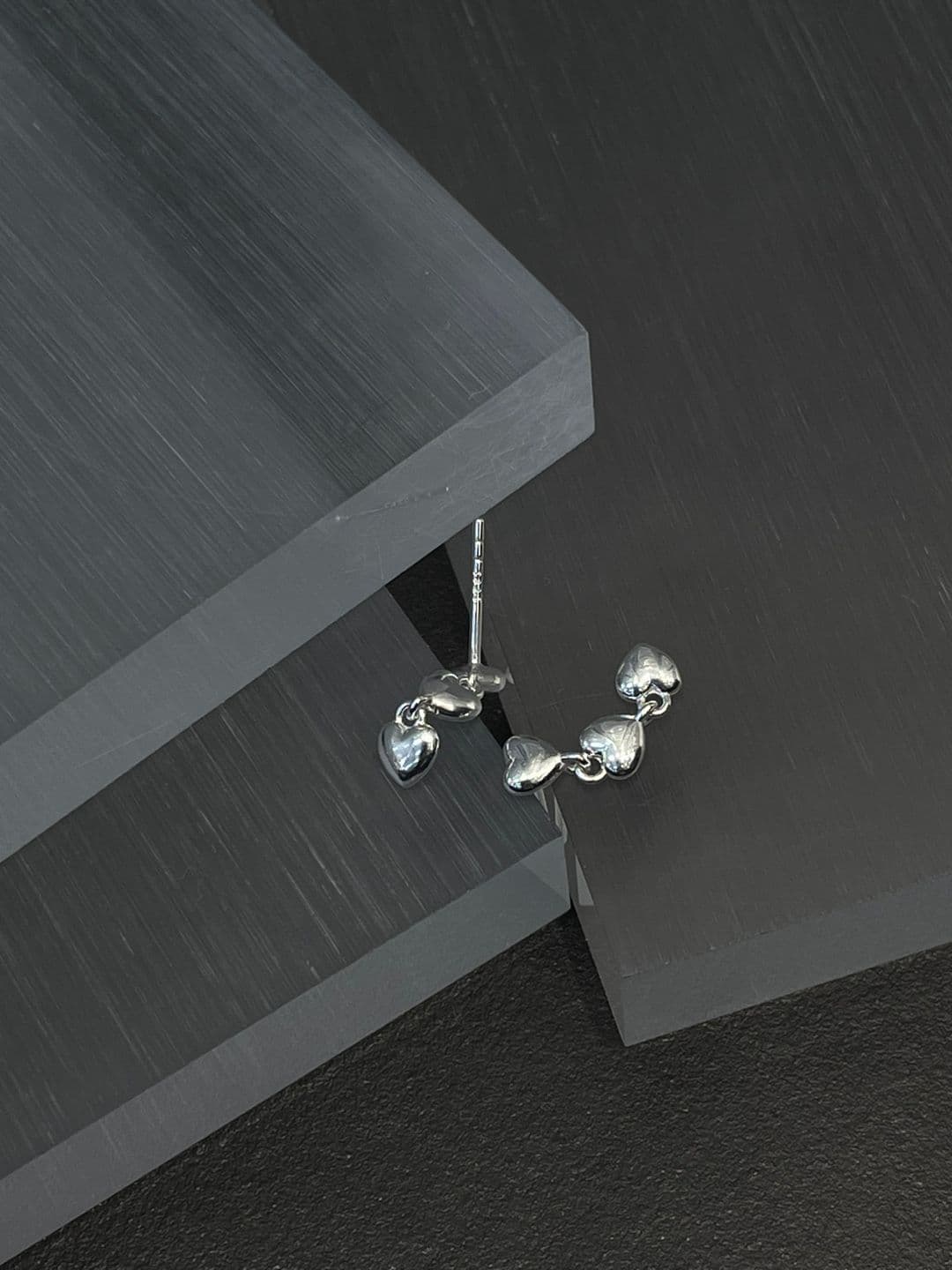 Silver 925 Heart and Heart Dangle Earrings E230769059 - 이미지 6