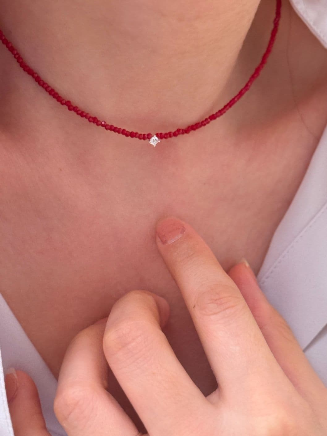 Silver 925 Red-Black Spinel Cubic Necklace N260558078 - 이미지 3