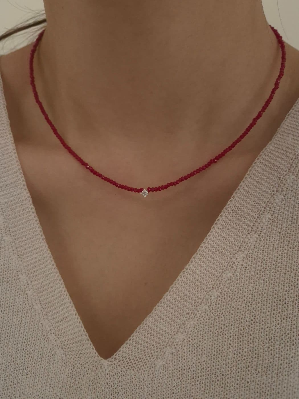 Silver 925 Red-Black Spinel Cubic Necklace N260558078 - 이미지 15