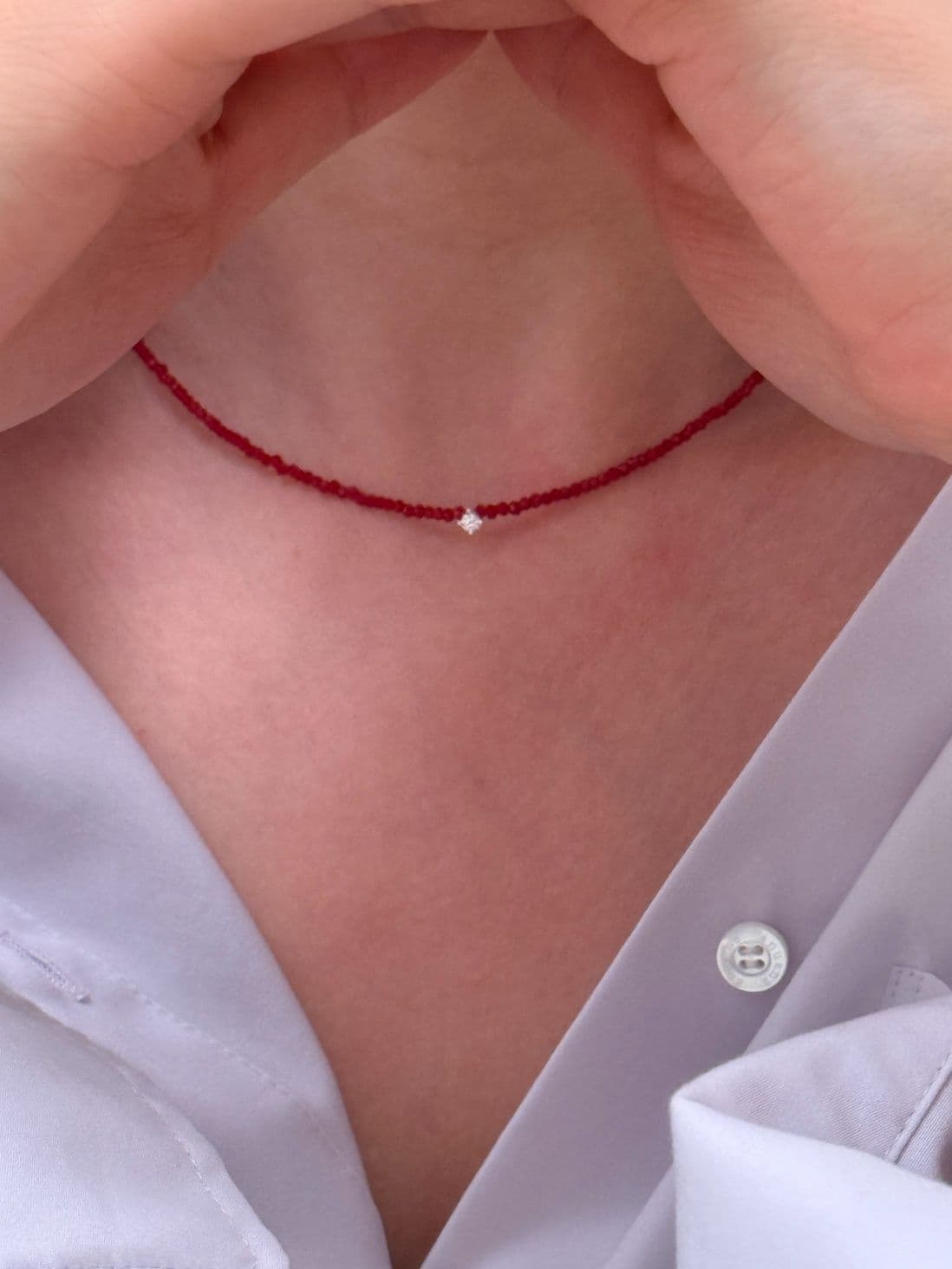 Silver 925 Red-Black Spinel Cubic Necklace N260558078 - 이미지 4