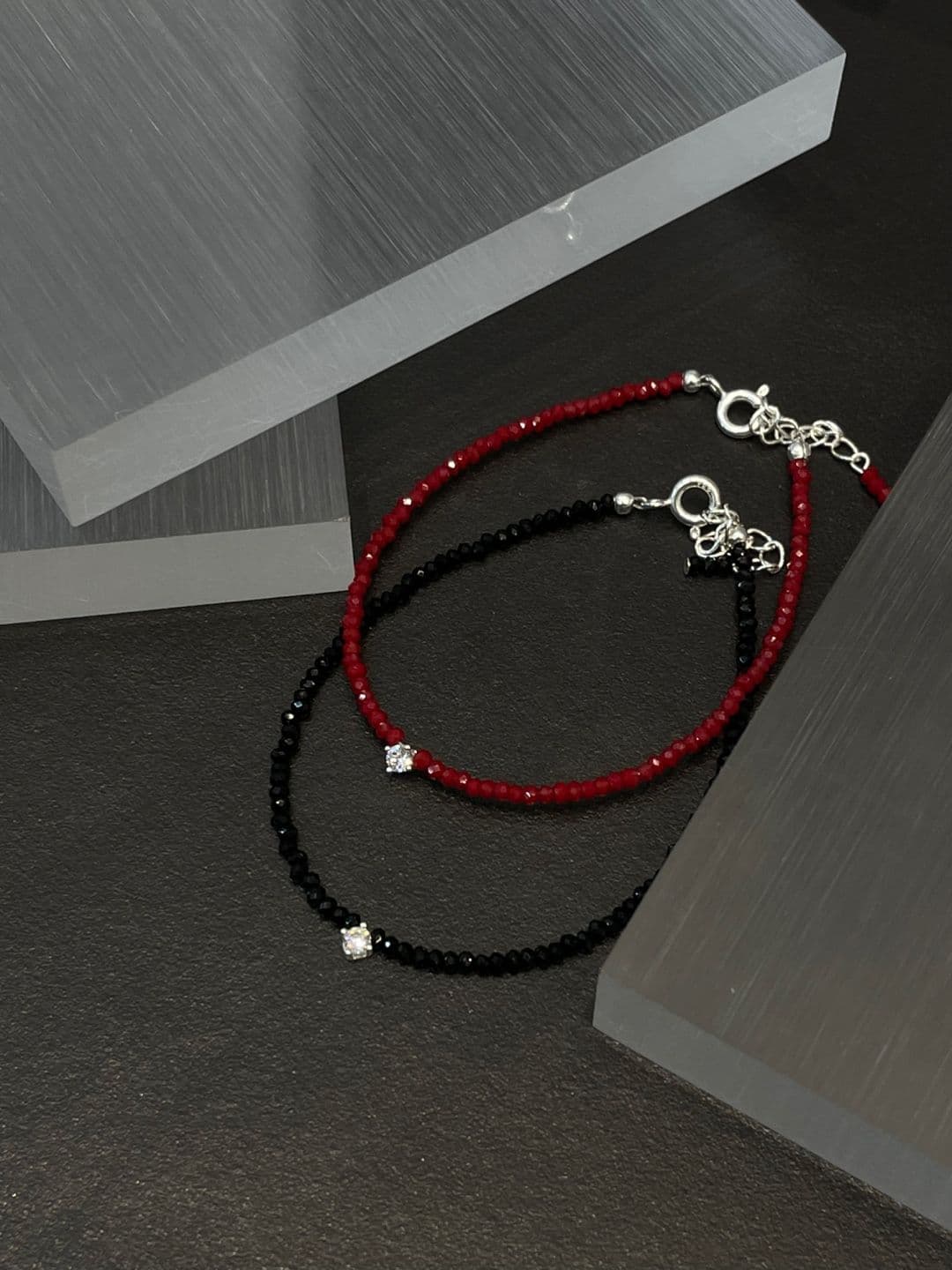 Silver 925 Red-Black Spinel Cubic Bracelet B260540907 - 이미지 12