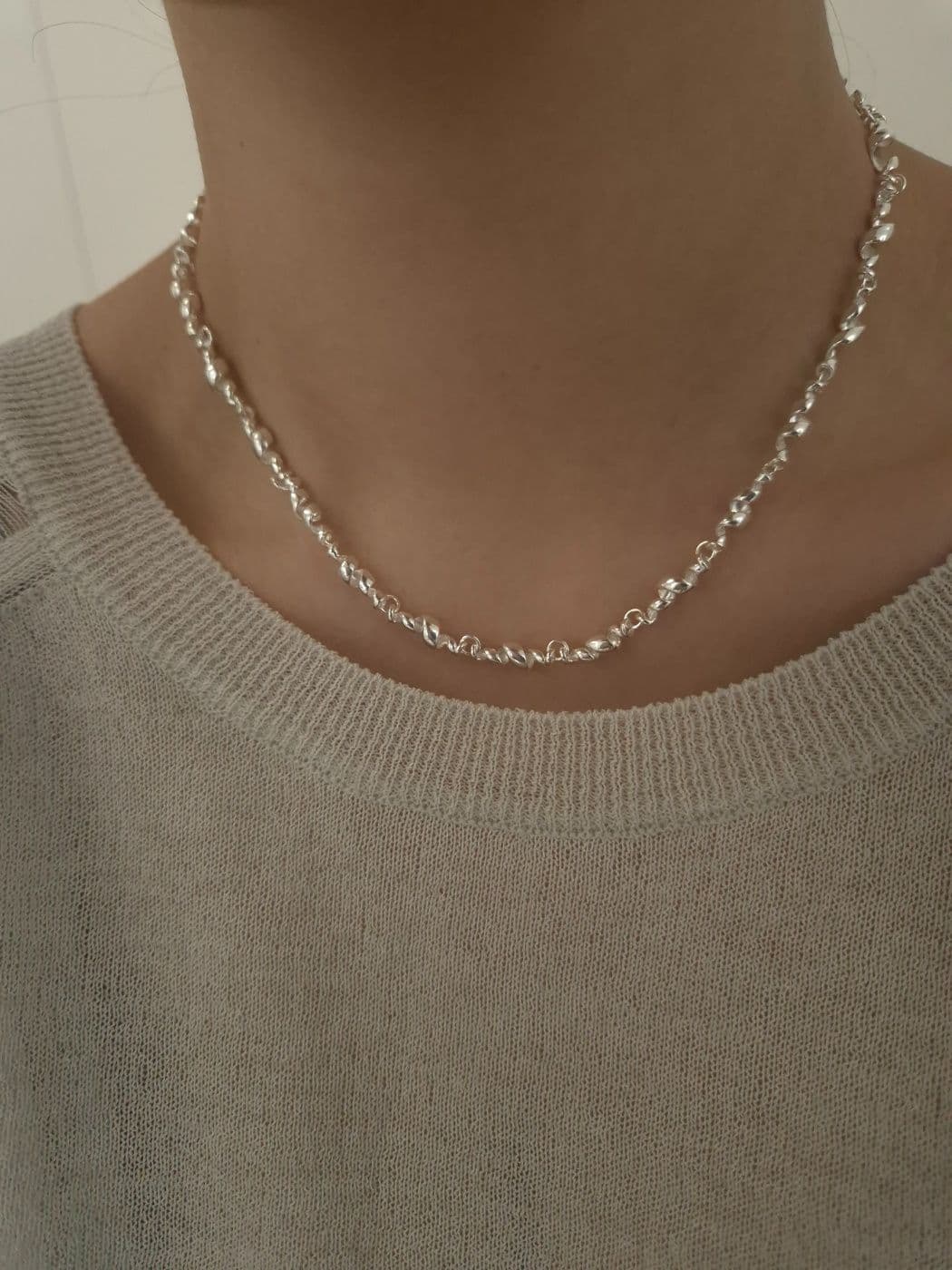 Silver 925 Twist Big Chain 34cm Necklace N260569914 - 이미지 2