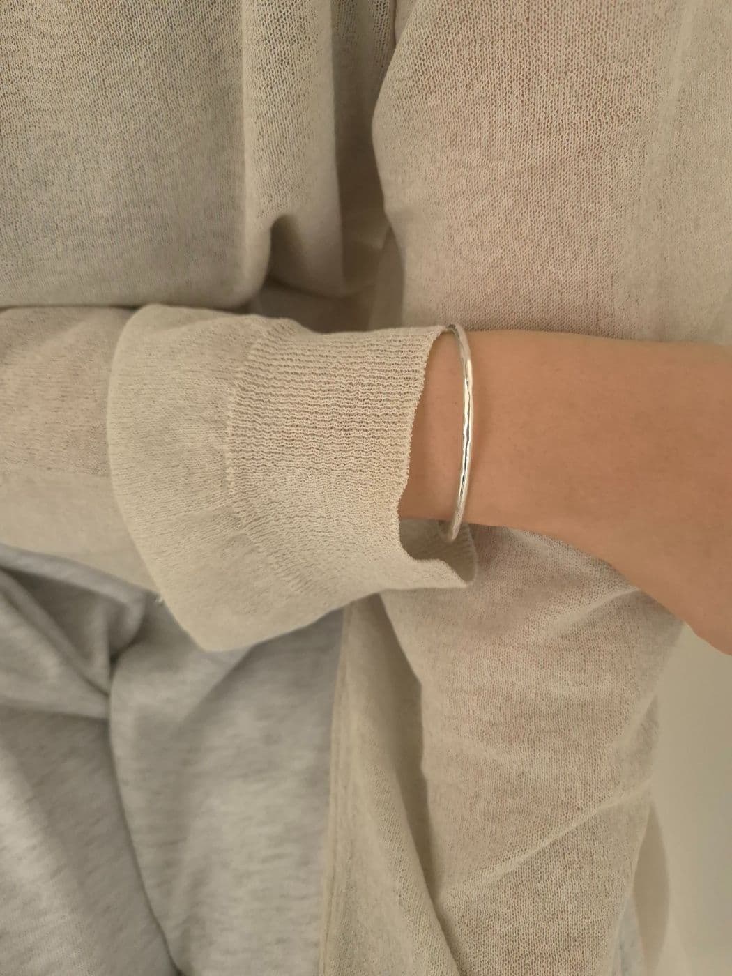 Silver 925 Rough Star Bangle Bracelet B260565111 - 이미지 2