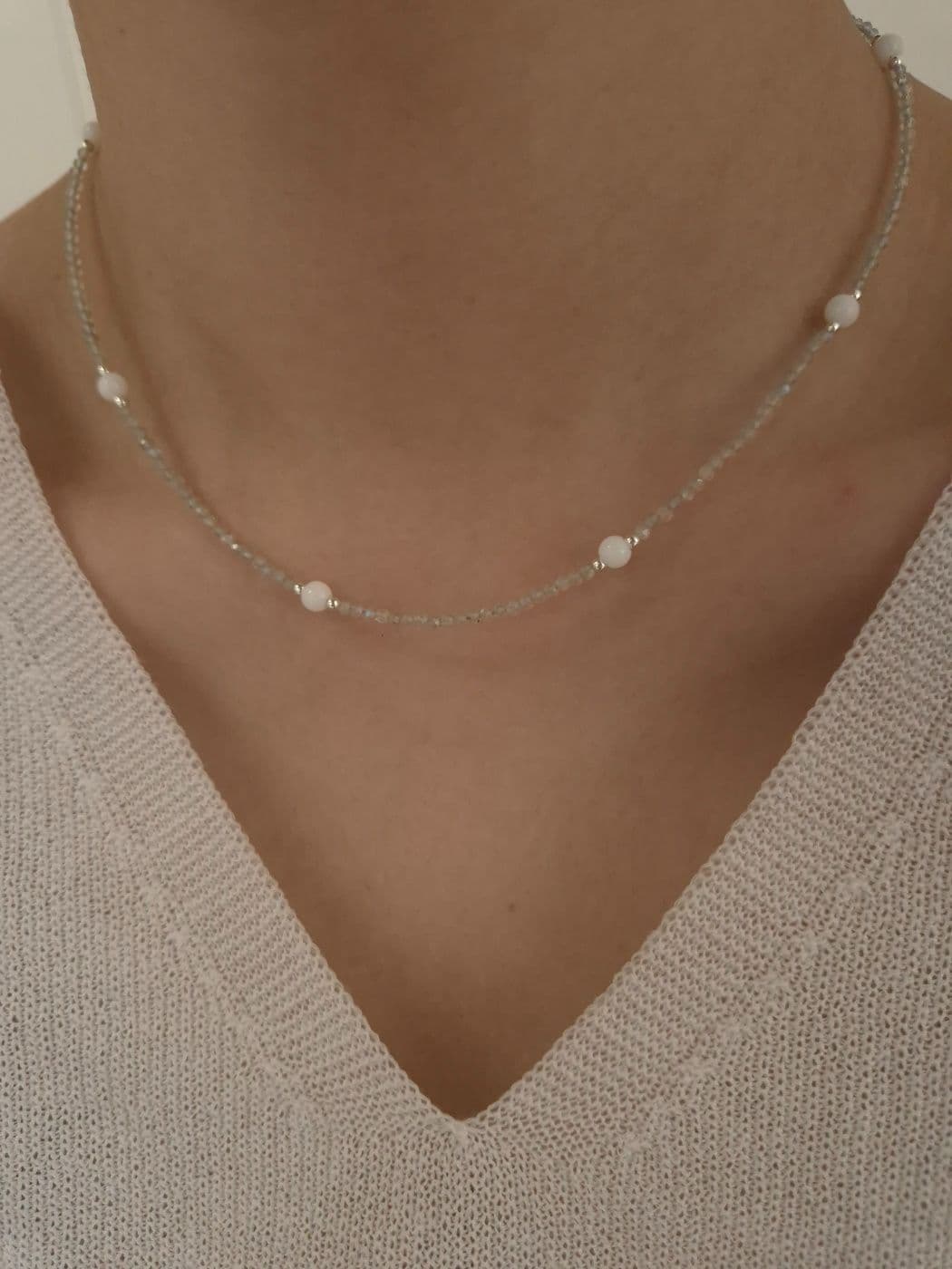 Silver 925 Ceramic Cubic Handmade Necklace N260562222 - 이미지 4