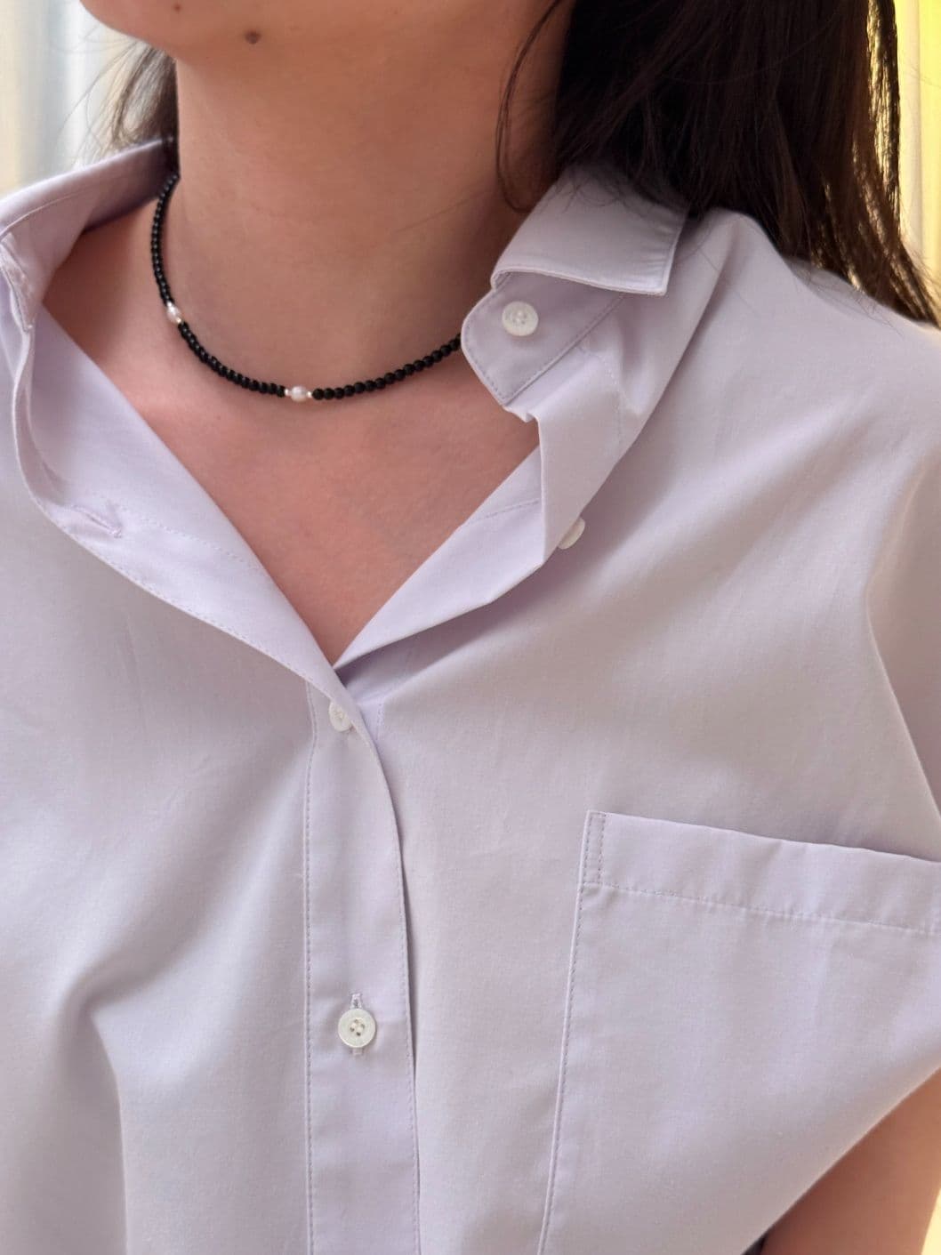 Silver 925 Freshwater Pearl Onyx Handmade Necklace N260527808 - 이미지 3