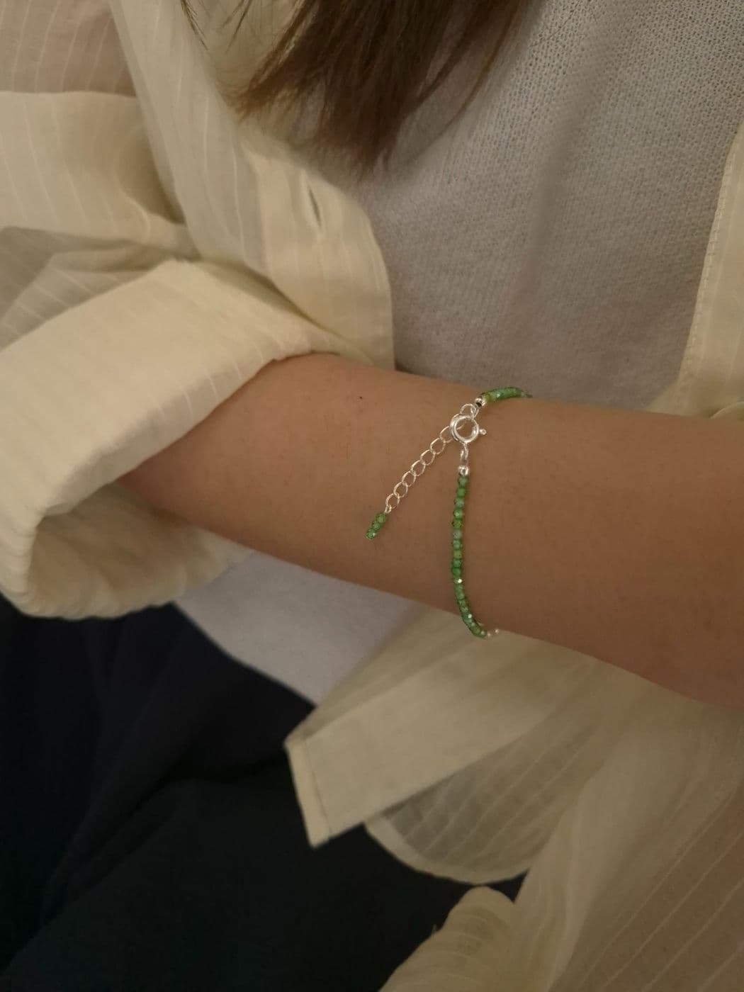 Silver 925 Green Cubic Freshwater Pearl Flower Bracelet B260581178 - 이미지 4