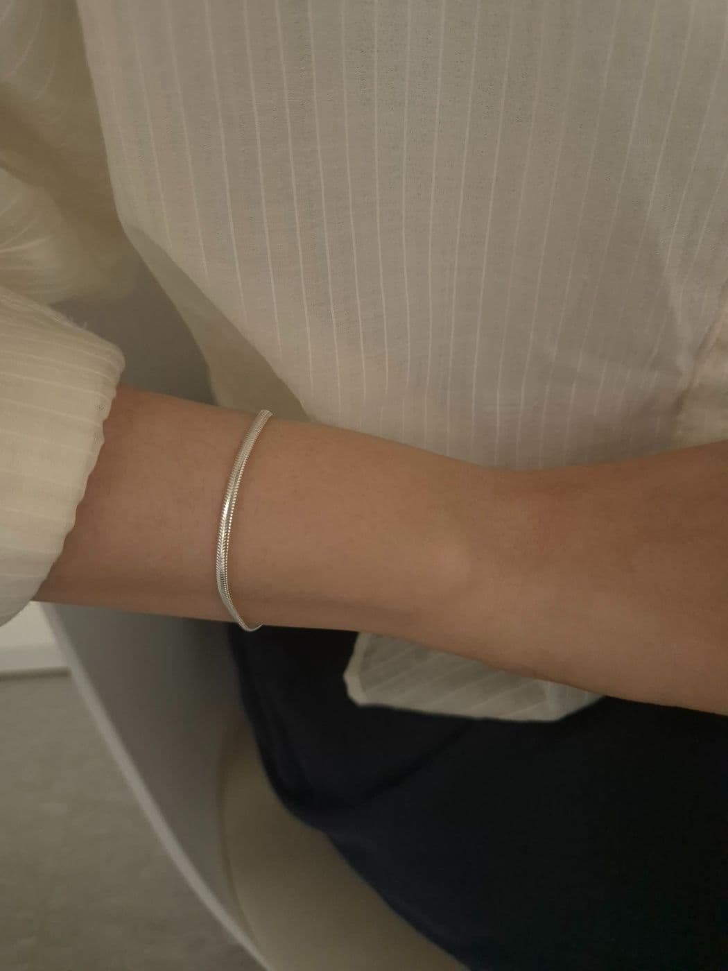 Silver 925 2.5-4mm Wide Snake Chain Bracelet B260479805 - 이미지 4
