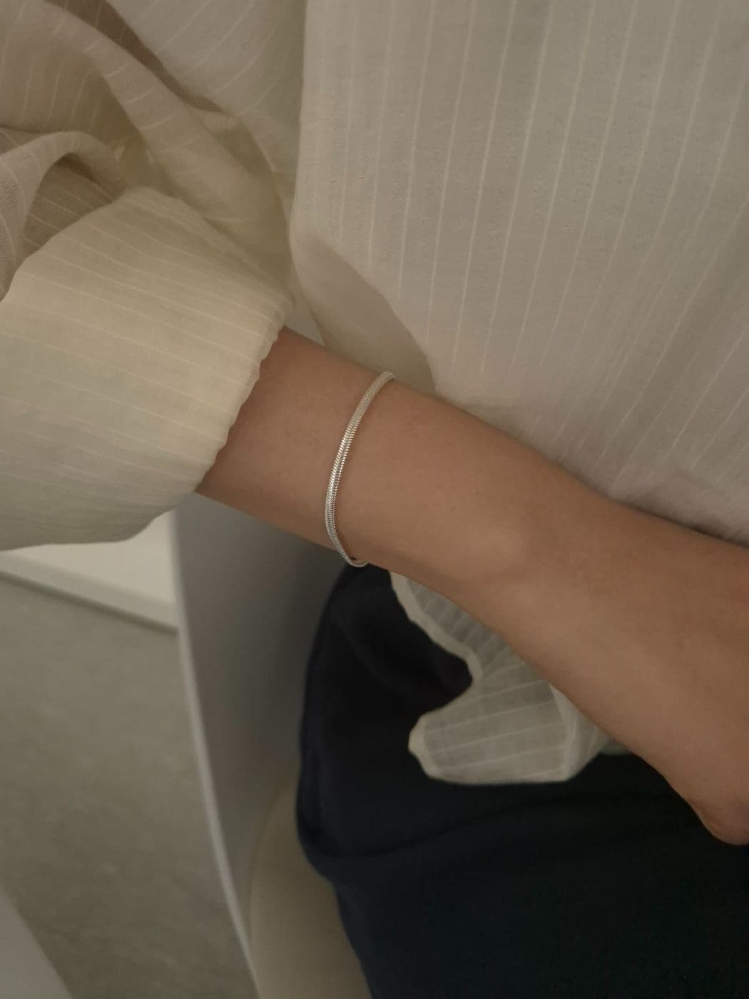 Silver 925 2.5-4mm Wide Snake Chain Bracelet B260479805 - 이미지 3