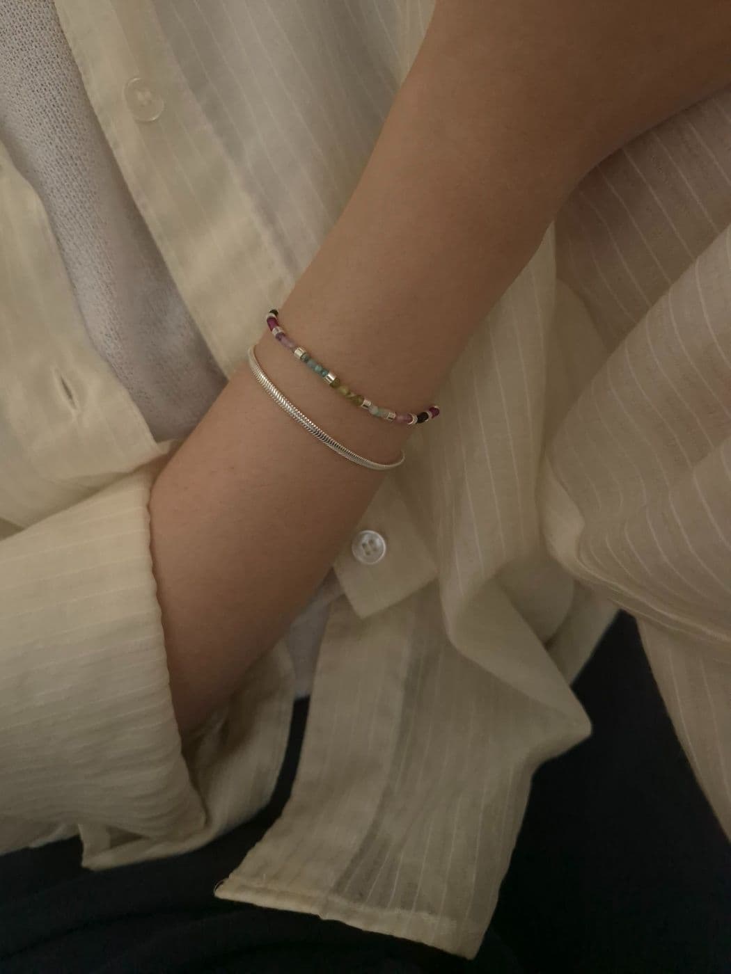 Silver 925 2.5-4mm Wide Snake Chain Bracelet B260479805 - 이미지 2