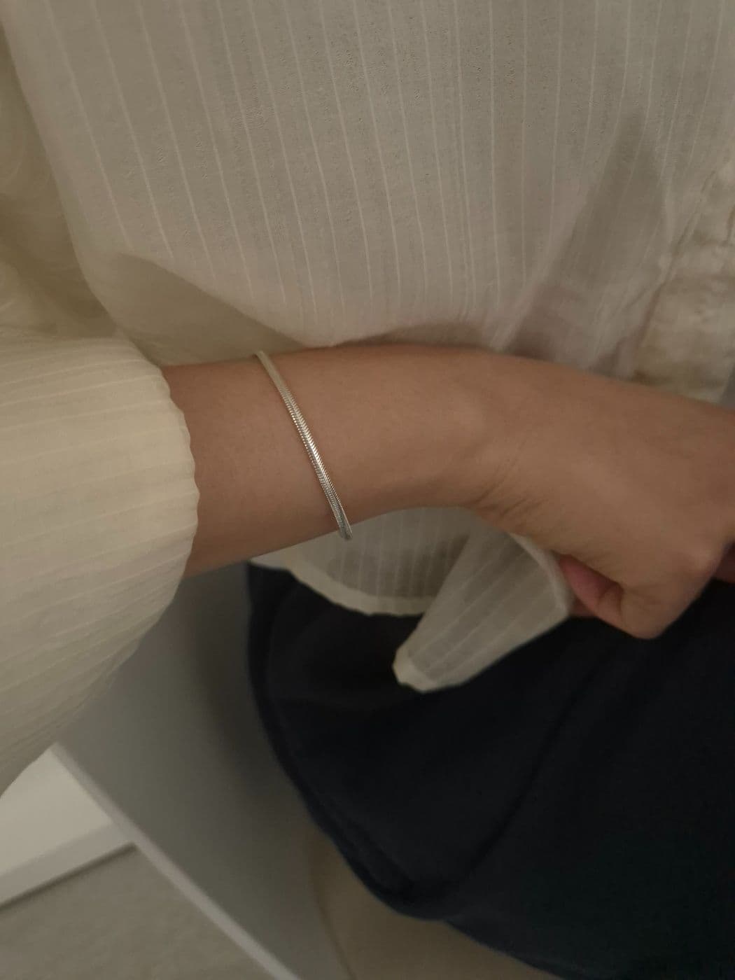 Silver 925 2.5-4mm Wide Snake Chain Bracelet B260479805 - 이미지 6