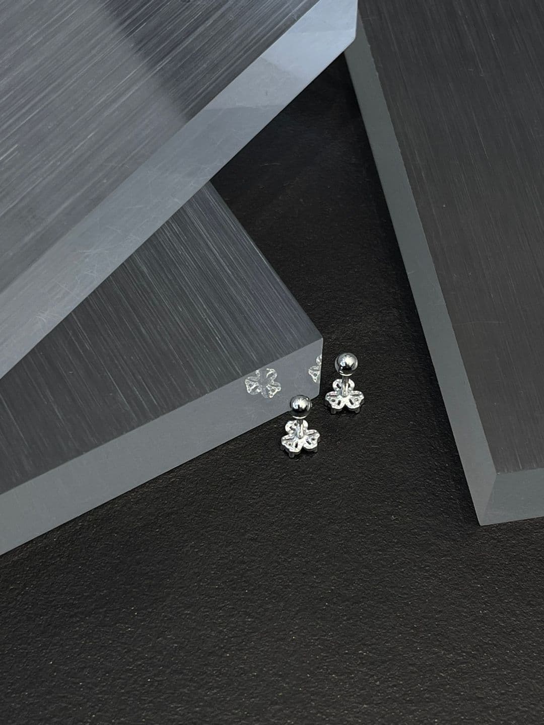 Silver 925 Flower Cubic Earrings Piercing P260572434 - 이미지 4